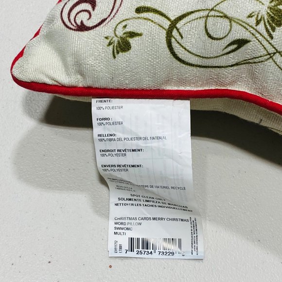 Merry Christmas Postcard Reversible Write On Personalize It Holiday Word Pillow - Picture 4 of 4